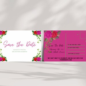 Cartolina floreale tropicale Save The Date / Modello digitale modificabile stampabile per matrimonio di destinazione 5" x 7"