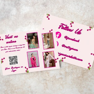 Visitaci online Acquista biglietto di ringraziamento / Negozio di boutique Prodotto Abbigliamento Regalo Volantino aziendale Cartolina 5" x 7" Modello modificabile stampabile