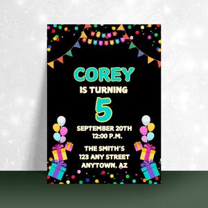 Confetti Birthday Invitation: Editable Party Invite Template (Digital)