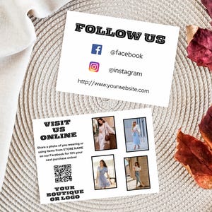 Visitaci online Acquista biglietto di ringraziamento / Negozio di boutique Prodotto Abbigliamento Regalo Volantino aziendale Cartolina 5" x 7" Modello modificabile stampabile