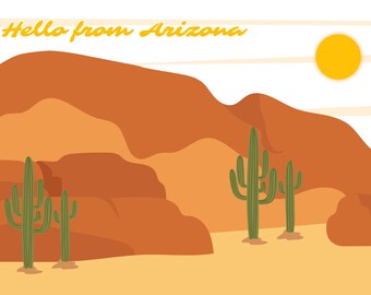 Arizona AZ Postcard 8.5” x 5.5” - Digital Download Printable Template Post Card