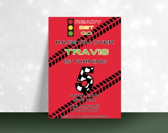 Race Car 5th Birthday Invitation: Editable Template (Digital)