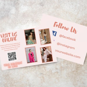 Besuchen Sie uns Online-Kauf Dankeskarte | Boutique-Shop Produkt Kleidung Geschenk Business Flyer 5 "x 7" Postkarte Bearbeitbare druckbare Vorlage