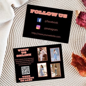Visitaci online Acquista biglietto di ringraziamento / Negozio di boutique Prodotto Abbigliamento Regalo Volantino aziendale Cartolina 5" x 7" Modello modificabile stampabile