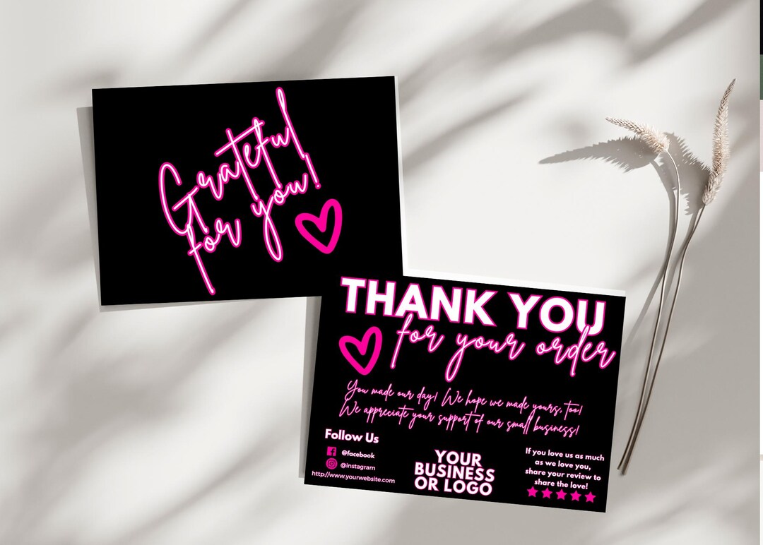 Thank You Order Insert Card: Editable Business Postcard (5x7) (digital ...