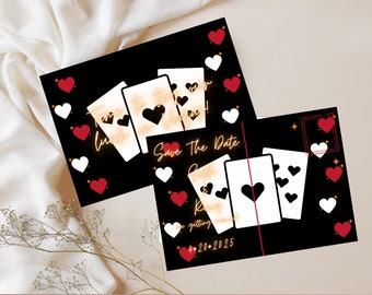 Try our Luck in Vegas Save the Date 5” x 7” postcard | Las Vegas Wedding Digital editable template printable