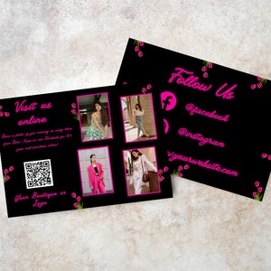 Visitaci online Acquista biglietto di ringraziamento / Negozio di boutique Prodotto Abbigliamento Regalo Volantino aziendale Cartolina 5" x 7" Modello modificabile stampabile