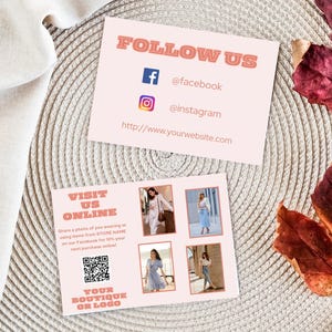 Visitaci online Acquista biglietto di ringraziamento / Negozio di boutique Prodotto Abbigliamento Regalo Volantino aziendale Cartolina 5" x 7" Modello modificabile stampabile
