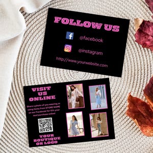 Visitaci online Acquista biglietto di ringraziamento / Negozio di boutique Prodotto Abbigliamento Regalo Volantino aziendale Cartolina 5" x 7" Modello modificabile stampabile