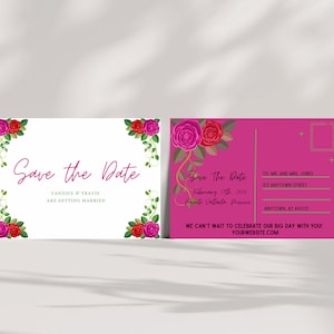 Cartolina floreale tropicale Save The Date / Modello digitale modificabile stampabile per matrimonio a destinazione 4" x 6"