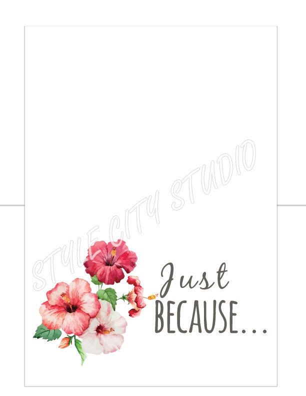 Just Because Card for Her, Printable, PDF Instant Download, 5x7 ...