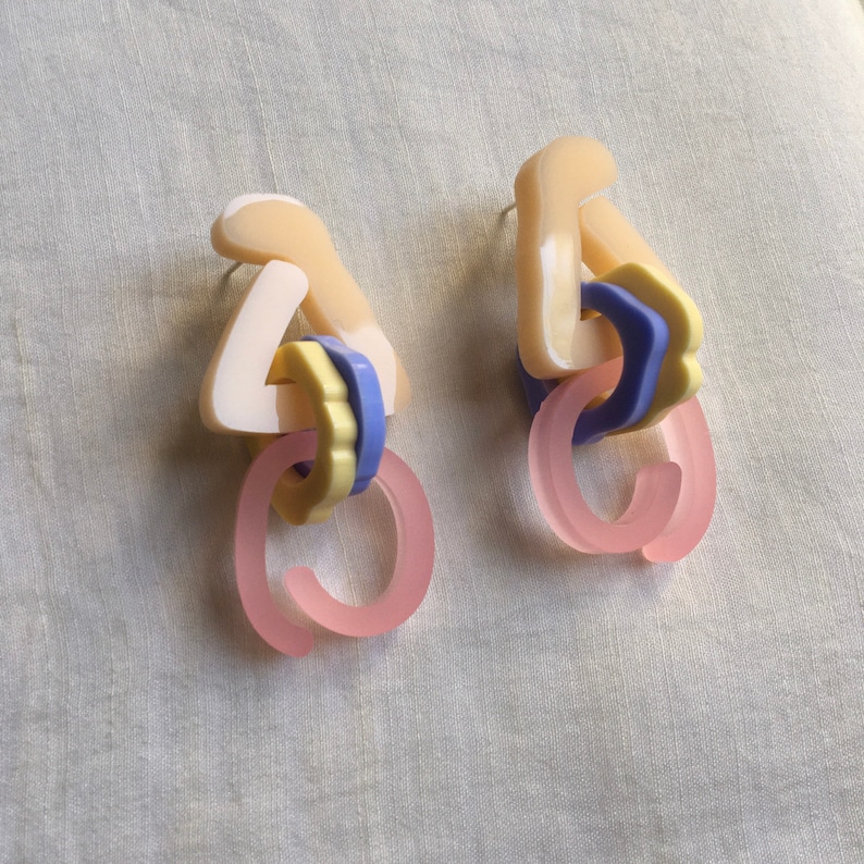 Boucles d'oreilles en acrylique couleur pastel Style original tige en argent 925 SST BO Lucy Cadeau pour elle image 5