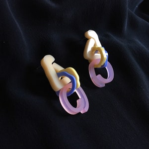 Boucles d'oreilles en acrylique couleur pastel Style original tige en argent 925 SST BO Lucy Cadeau pour elle image 1