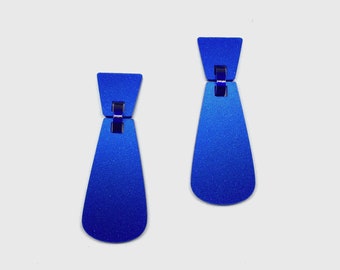 Boucles d'oreilles en acrylique • BO couleur bleu irisé •  Puces en argent • cadeau noël