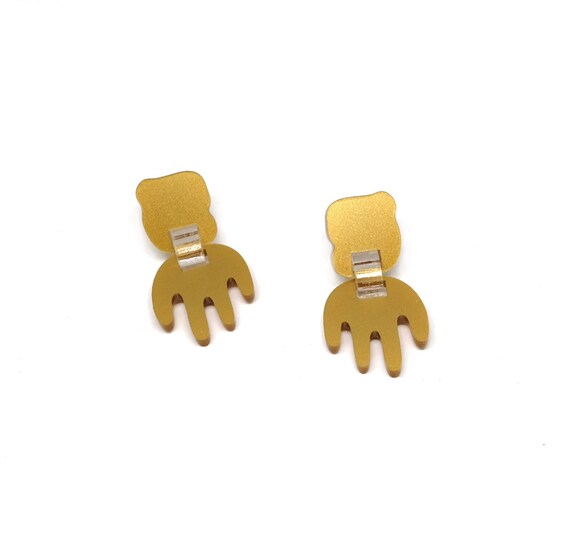 Boucles d'oreilles en acrylique • BO forme organique (papatte?) • Puces en argent 925 • Cadeau femme