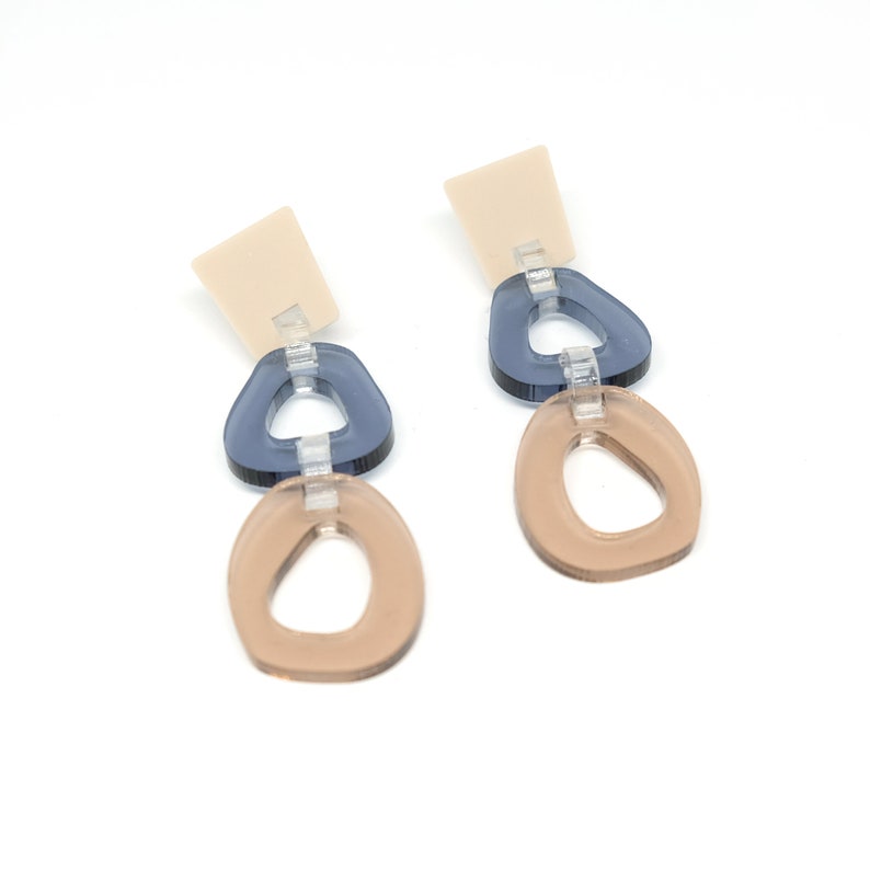 Puces en argent 925 Boucles d/'oreilles pendantes en acrylique Existe en diff\u00e9rents coloris