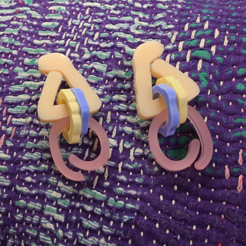 Boucles d'oreilles en acrylique couleur pastel Style original tige en argent 925 SST BO Lucy Cadeau pour elle image 4