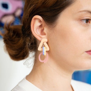 Boucles d'oreilles en acrylique couleur pastel Style original tige en argent 925 SST BO Lucy Cadeau pour elle image 3