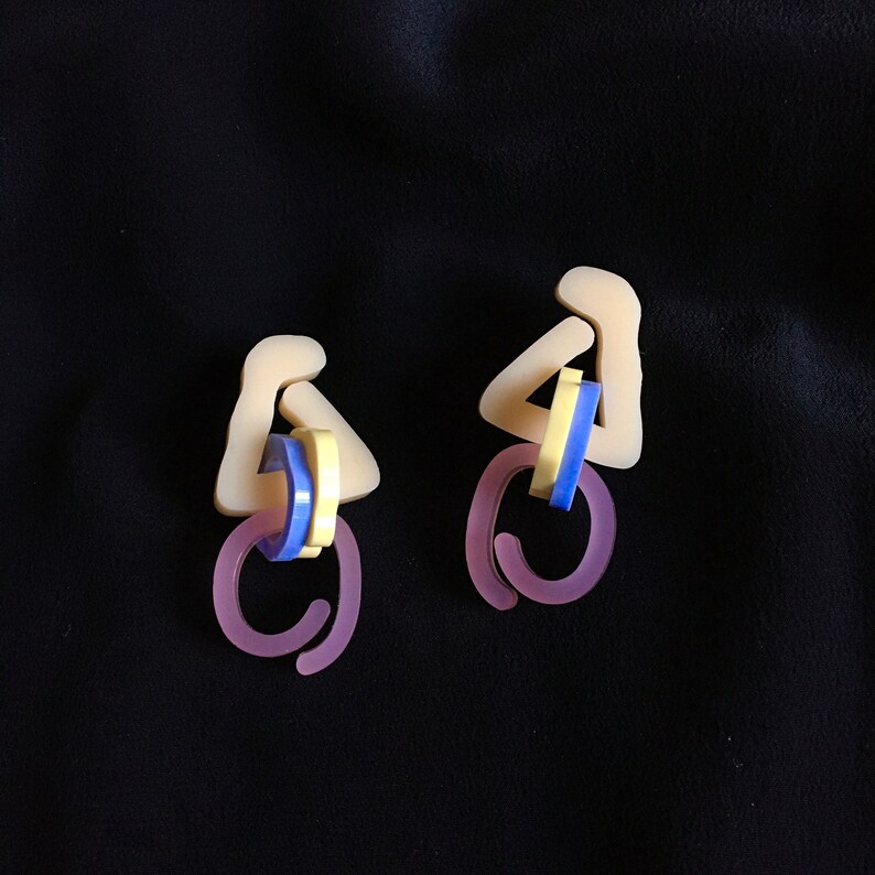 Boucles d'oreilles en acrylique couleur pastel Style original tige en argent 925 SST BO Lucy Cadeau pour elle image 2