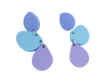 Boucles d'oreilles en acrylique couleur pastel violet, bleu • Tiges en argent 925 • Cadeau pour elle •