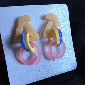 Boucles d'oreilles en acrylique couleur pastel Style original tige en argent 925 SST BO Lucy Cadeau pour elle image 10