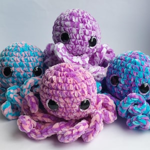 Mini Baby Plushy Octopus Crochet Gift 7cm Handmade Keepsake Anxiety Worry Pocket Pets Amigurumi Rainbow