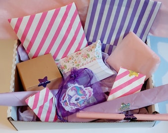 Unicorn Surprise Gift Activity Hamper - Magical Treats! Birthay Box Gift for Her, Fairytale Girl, Age 5yr 6yr 7yr 8yr 9yr 10yr