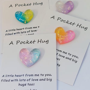 A Pocket Hug ~ Cute Tiny Resin Rainbow Love Heart Gift ~ Mini Trinket Keepsake