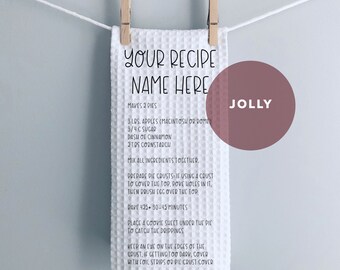 Jolly Christmas Recipe Towel, Personalized Christmas Kitchen Towel, Personalized Recipe Tea Towel