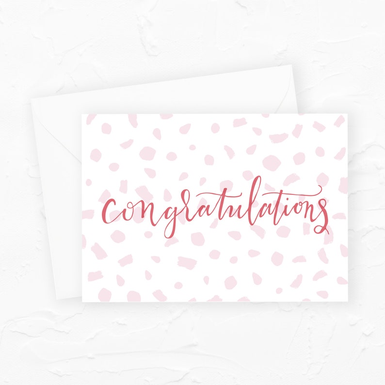 Confetti Congratulations Greeting Card Pink and Confetti Etsy