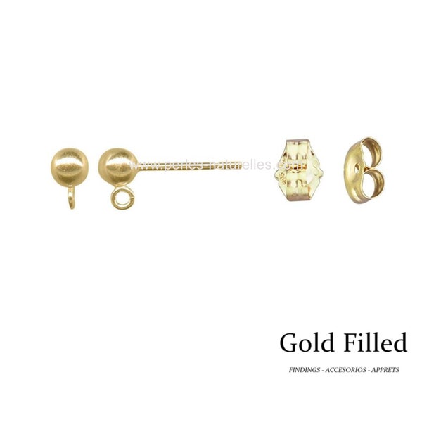 Gold Filled - 3 or 4mm ball earstuds : 2 or 10