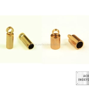 Stainless steel - 2mm/3mm - 2 or 10 Cord Ends - Golden Stainless steel Terminators