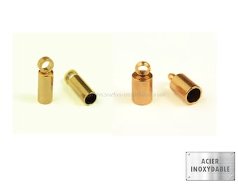 Stainless steel - 2mm/3mm - 2 or 10 Cord Ends - Golden Stainless steel Terminators