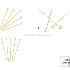Stainless steel - HeadPins and EyePins - 10 or 100 Golden Stainless Steel Pins
