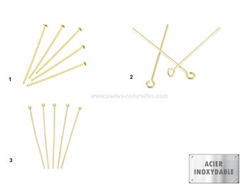 Acier Inox - Tête Plate, Ronde/Oeil, Boule - 10, 100 ou 1000 Clous en Acier Inoxydable