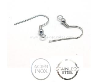 Stainless steel - 10 or 100 Stainless Steel Earring Hooks 20mm