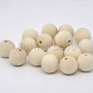 10 or 100 Wood Beads Choose Diameter 8/10/12/15/18/20/25/30mm image 2