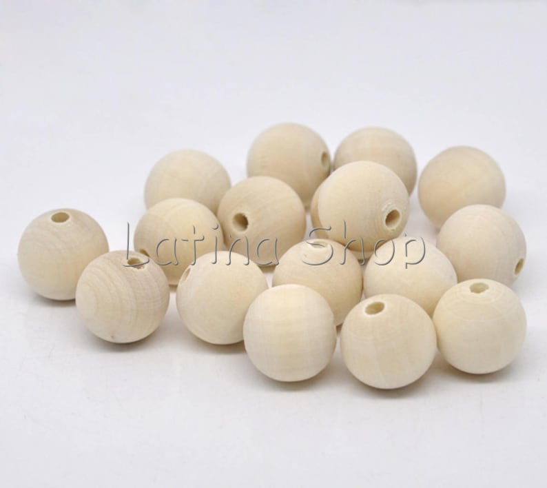 10 or 100 Wood Beads Choose Diameter 8/10/12/15/18/20/25/30mm image 2