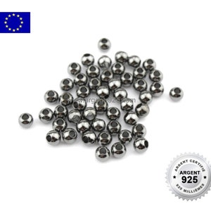 925 Plata Negro Rodio Chapado 2/3/4/5/6/8mm 10 o 100 925 Cuentas de Plata imagen 1