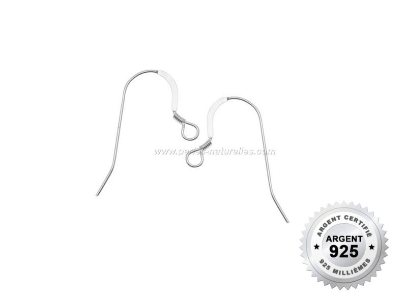 May include: Two silver earring hooks, each with a loop at the top and a curved wire that ends in a small loop. The hooks are made of 925 sterling silver, as indicated by the label "Argent 925 Milli&egrave;mes" in the image.