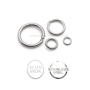 Acero Inox - 4/5/6/7/8/9/10mm - 10/100/1000 Anillos abiertos en acero inoxidable