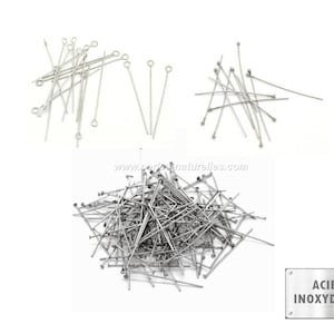 Stainless steel HeadPins and EyePins 10 or 100 Stainless Steel Pins image 1