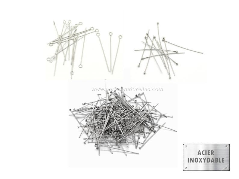 Stainless steel HeadPins and EyePins 10 or 100 Stainless Steel Pins image 1