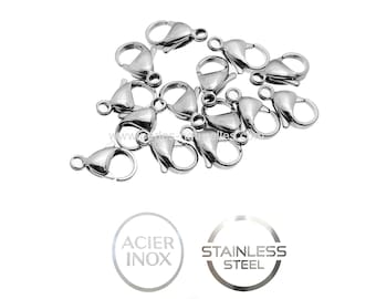 Stainless steel - 10mm or 12mm -  1/10/100 Stainless Steel Lobster Clasps