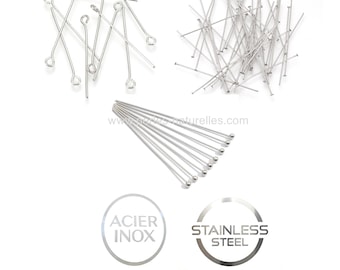 Stainless steel - HeadPins and EyePins - 10 or 100 Stainless Steel Pins