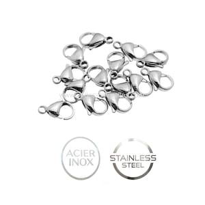 Acier Inox - 9mm, 10mm ou 12mm - 1/10/100/1000 Fermoirs en Acier Inoxydable