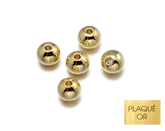 2/3/4/6/8mm au choix - 10 ou 100 Perles - Perles Laiton Dorés à l'Or fin
