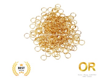 18K Gold - 4, 6 or 8mm - 10, 100 or 1000 Open Rings - Fine Gold Gilding