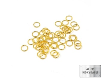 Acero Inox - 3/4/6/8/10mm - 10 o 100 anillos abiertos en acero inoxidable dorado