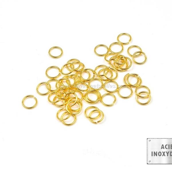Acero Inox - 3/4/6/8/10mm - 10 o 100 anillos abiertos en acero inoxidable dorado
